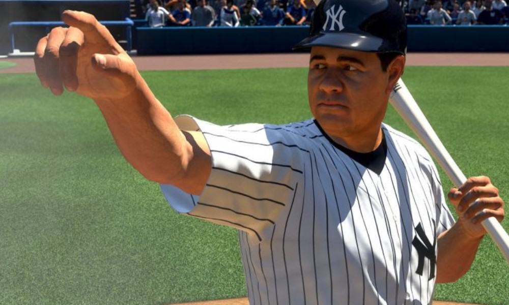 Virtual Babe Ruth calling his shot at the plate - Image from MLB The Show 18'