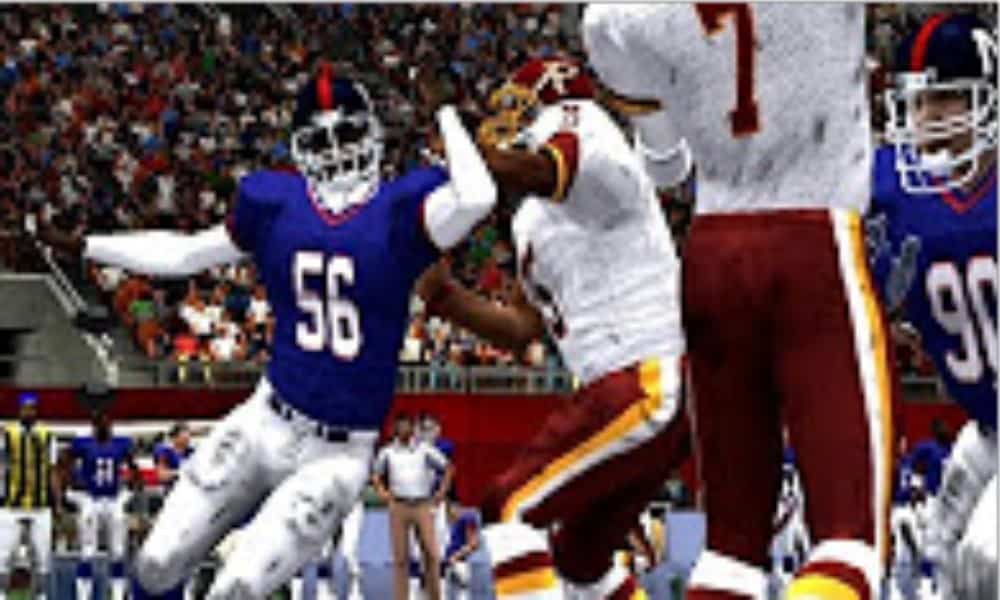 Virtual Lawrence Taylor making his way around the edge on the way to the quarterback - Image from All Pro Football 2k8