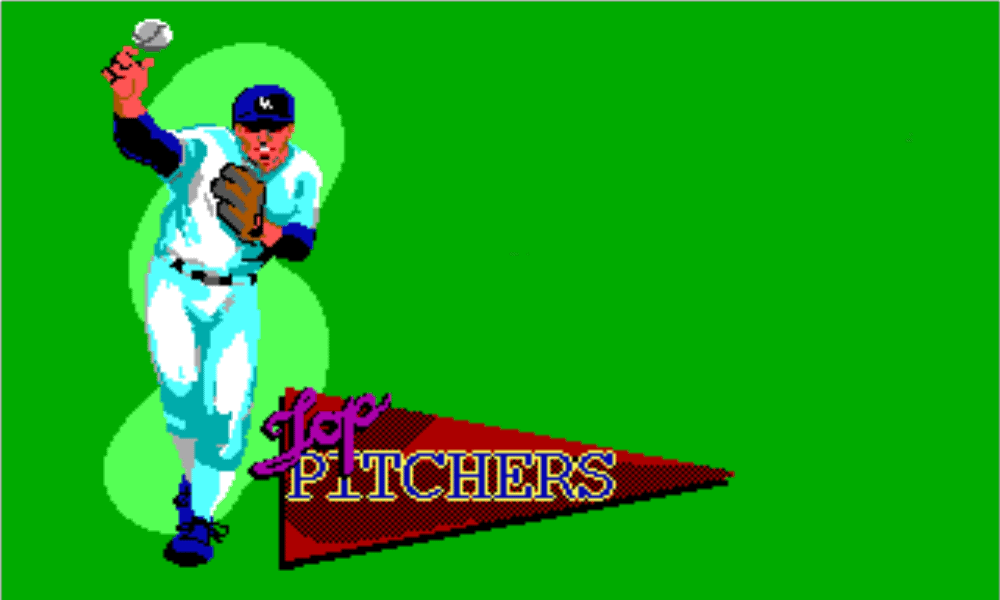 Virtual Orel Hershiser throwing a pitch towards the screen - Image from Orel Hershiser's Strike Zone Baseball for the PC