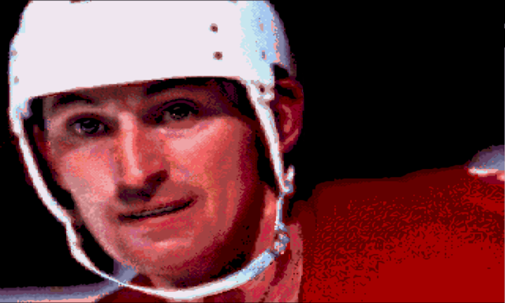Virtual Wayne Gretzky scanning the ice - Image from Wayne Gretzky and the NHLPA All Stars for the SNES
