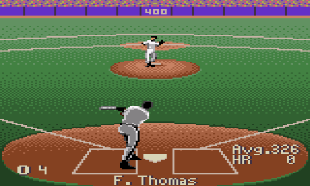 Virtual Frank Thomas taking a swing at the plate - Image from Frank Thomas Big Hurt Baseball for the Sega GameGear